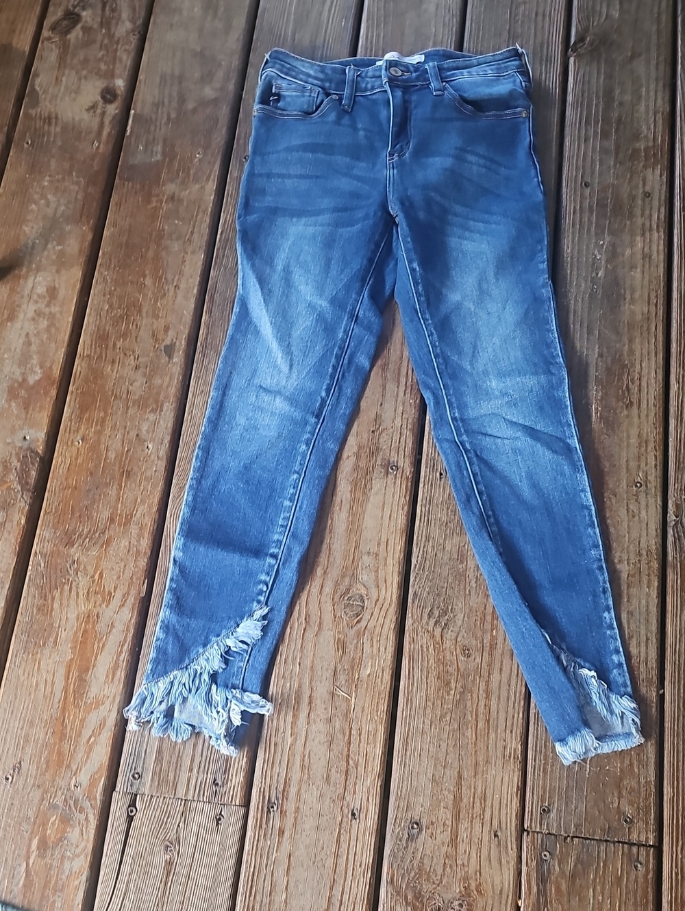 Women's Blue Frayed-Hem Skinny Jeans